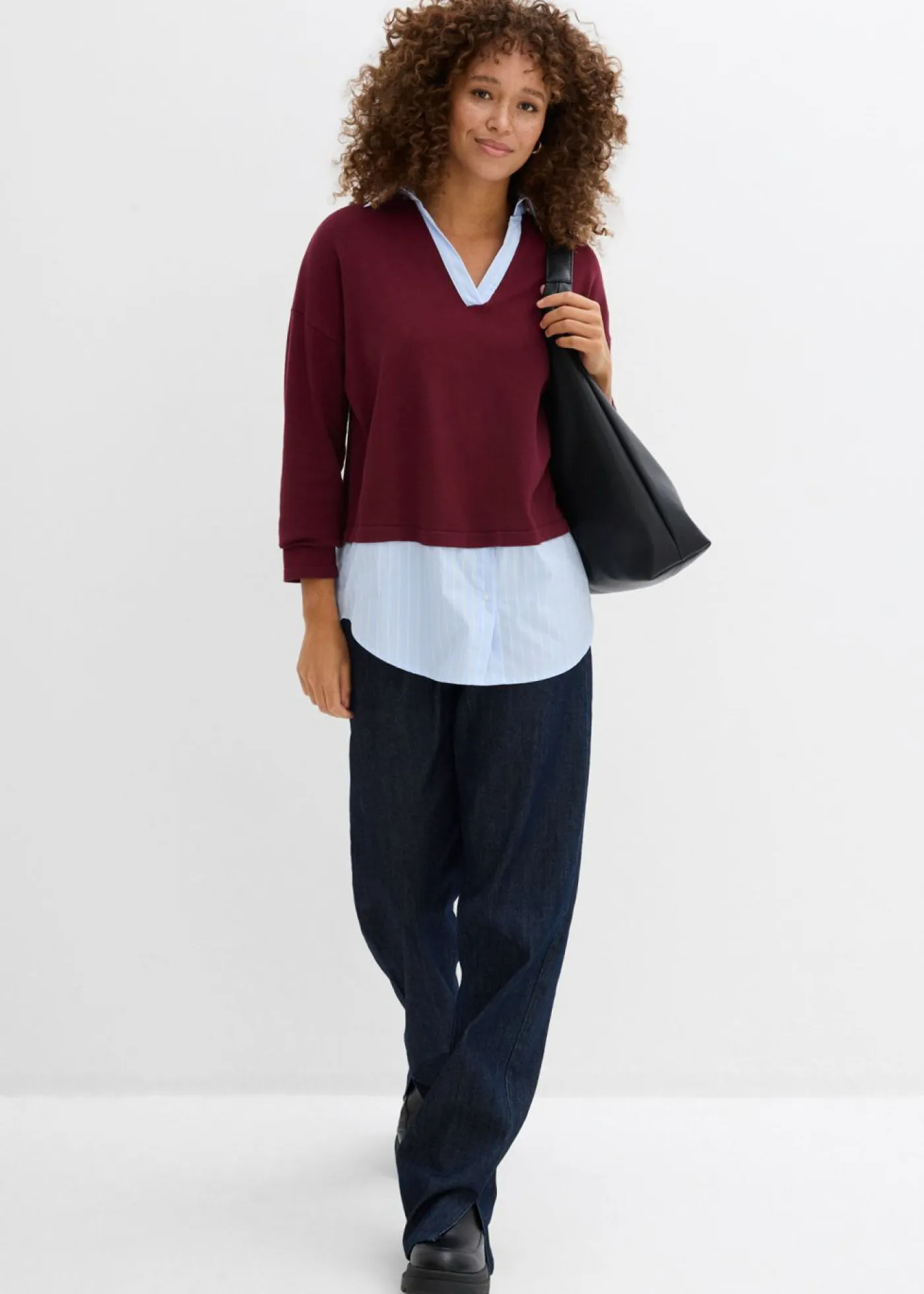 Sale Jersey de punto fino con inserto de blusa Mujer Jerséis|Ropa De Punto