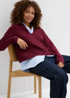 Sale Jersey de punto fino con inserto de blusa Mujer Jerséis|Ropa De Punto