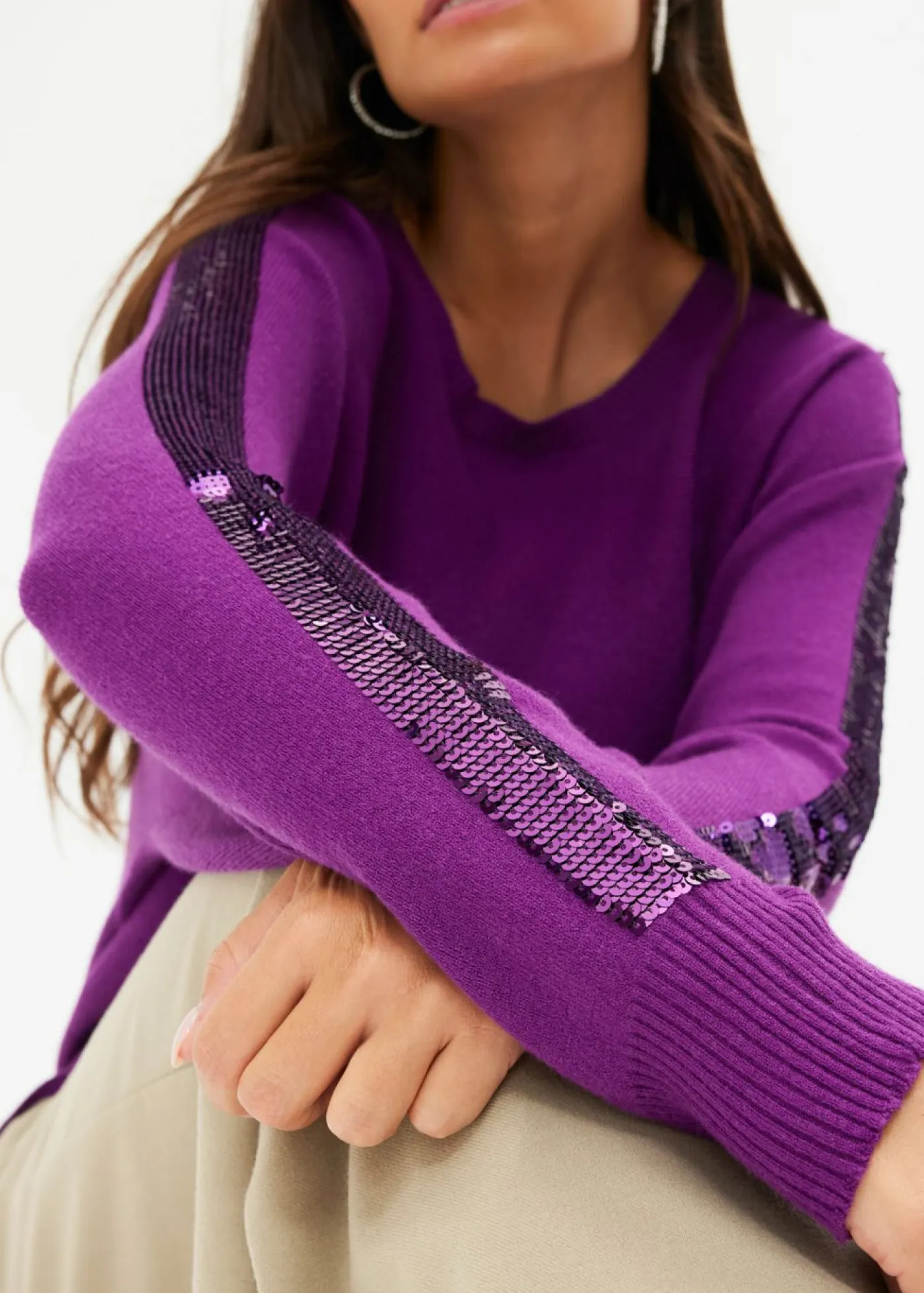 Discount Jersey de punto fino con lentejuelas Mujer Jerséis|Ropa De Punto
