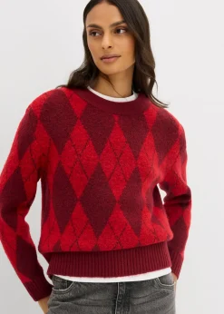 Sale Jersey de punto fino con estampado a cuadros Mujer Jerséis|Ropa De Punto