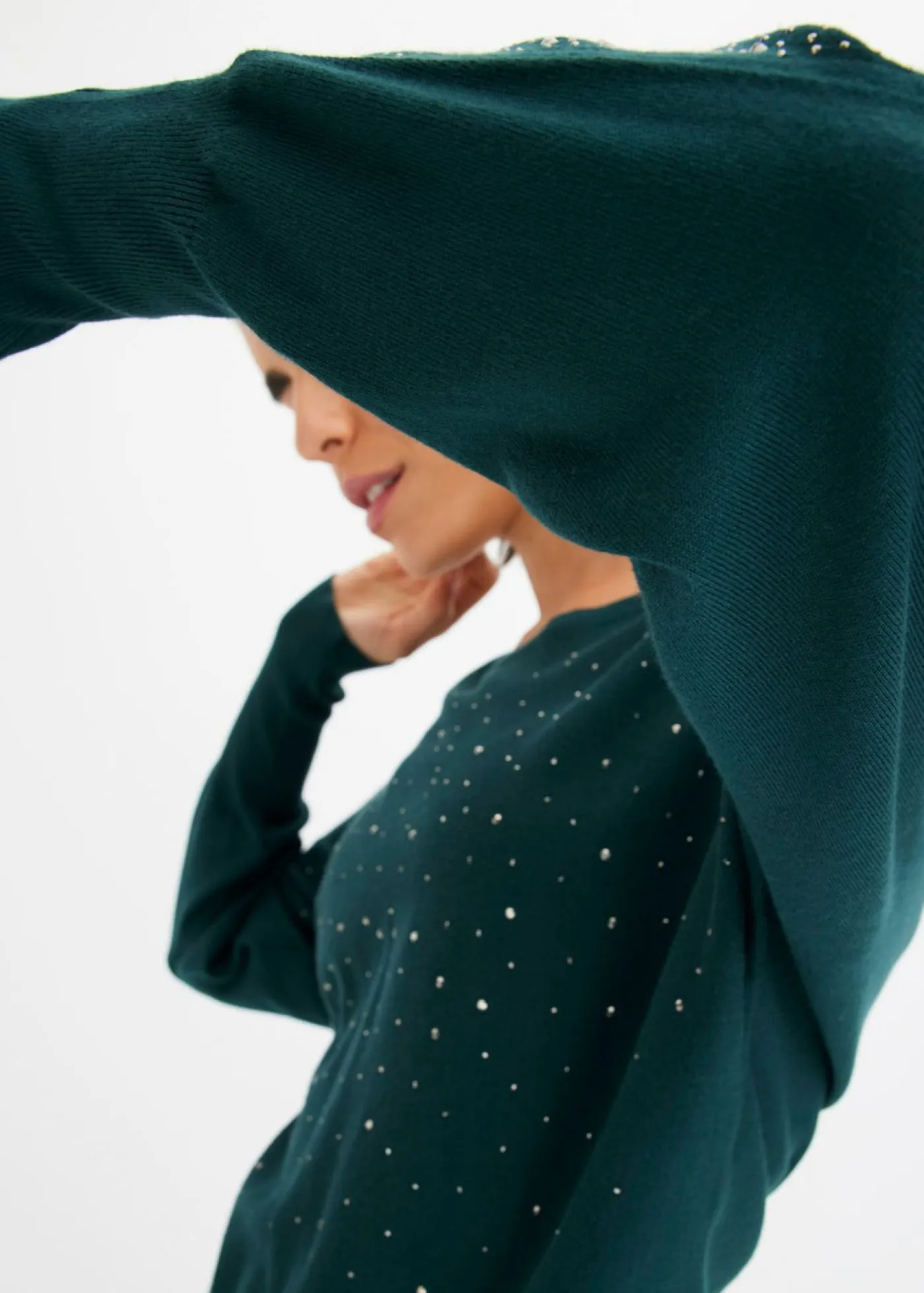 Outlet Jersey de punto fino con aplicación de piedras brillantes Mujer Jerséis|Ropa De Punto