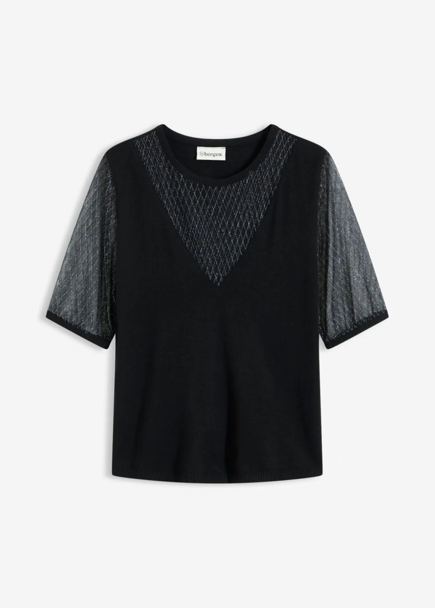 Hot Jersey de punto fino con inserto de malla Mujer Jerséis|Ropa De Punto