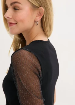Hot Jersey de punto fino con inserto de malla Mujer Jerséis|Ropa De Punto