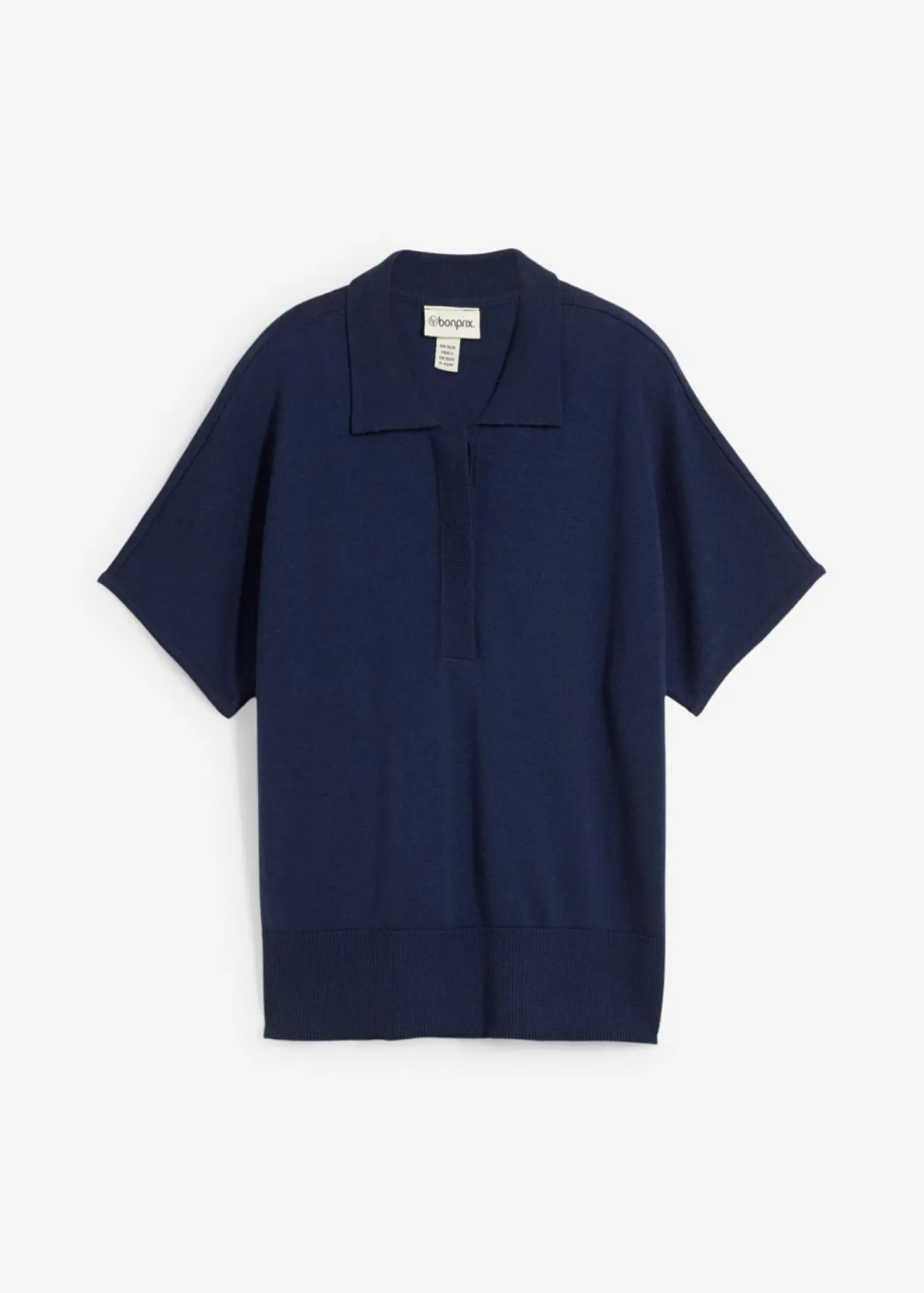 Jersey de punto fino con contenido de seda y cuello tipo polo Mujer Premium|Jerséis