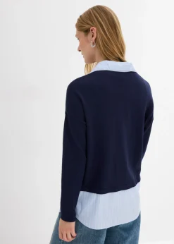 Hot Jersey de punto fino con inserto de blusa Mujer Jerséis|Ropa De Punto