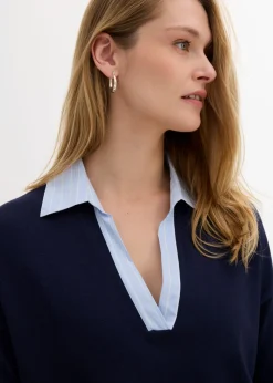Hot Jersey de punto fino con inserto de blusa Mujer Jerséis|Ropa De Punto