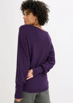 Online Jersey de punto fino con aplicación de piedras brillantes Mujer Jerséis|Ropa De Punto