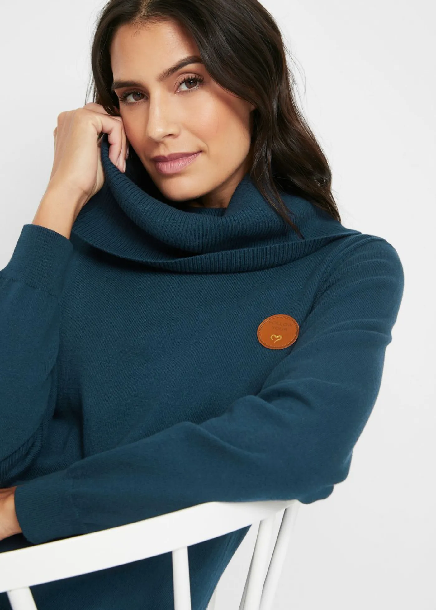 New Jersey de punto fino con cuello ancho Mujer Jerséis|Ropa De Punto