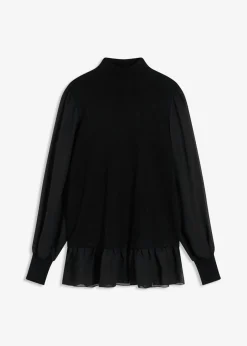 Online Jersey de punto fino con inserto de blusa Mujer Jerséis|Ropa De Punto