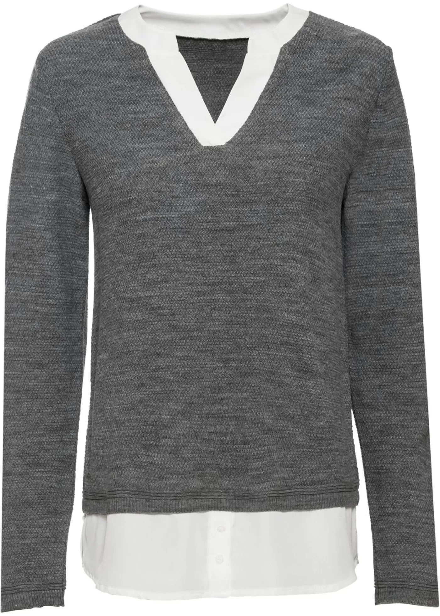 Outlet Jersey de punto fino con inserto de blusa Mujer Jerséis|Ropa De Punto
