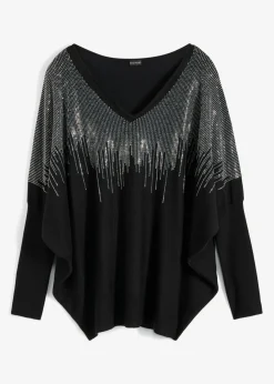 Outlet Jersey de punto fino con aplicación de piedras brillantes Mujer Jerséis|Ropa De Punto