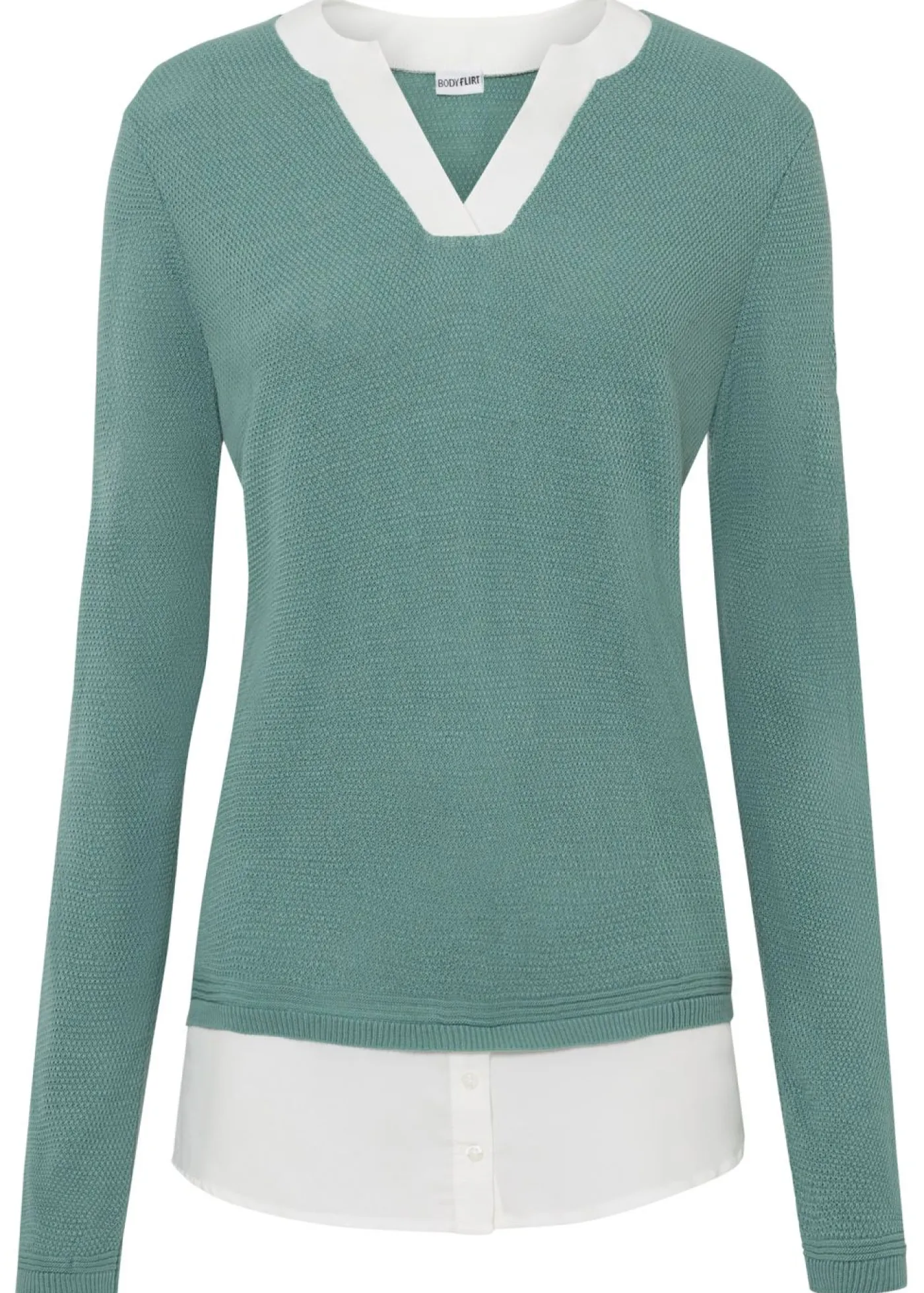 Jersey de punto fino con inserto de blusa Mujer Jerséis|Ropa De Punto