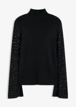 Clearance Jersey de punto fino con mangas acampanadas decoradas Mujer Jerséis|Ropa De Punto