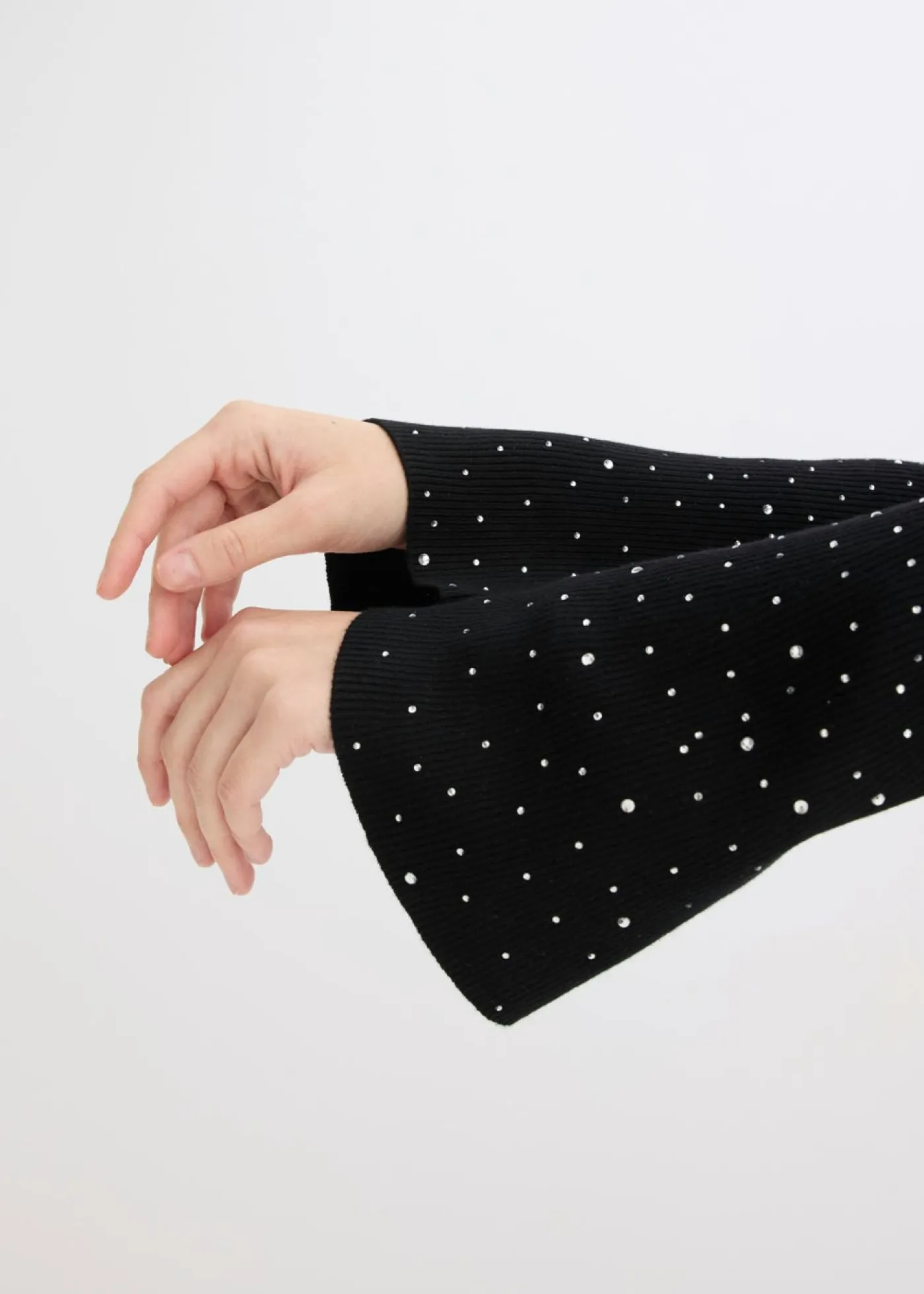 Clearance Jersey de punto fino con mangas acampanadas decoradas Mujer Jerséis|Ropa De Punto