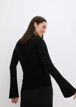 Clearance Jersey de punto fino con mangas acampanadas decoradas Mujer Jerséis|Ropa De Punto