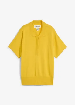 Best Jersey de punto fino con contenido de seda y cuello tipo polo Mujer Premium|Jerséis