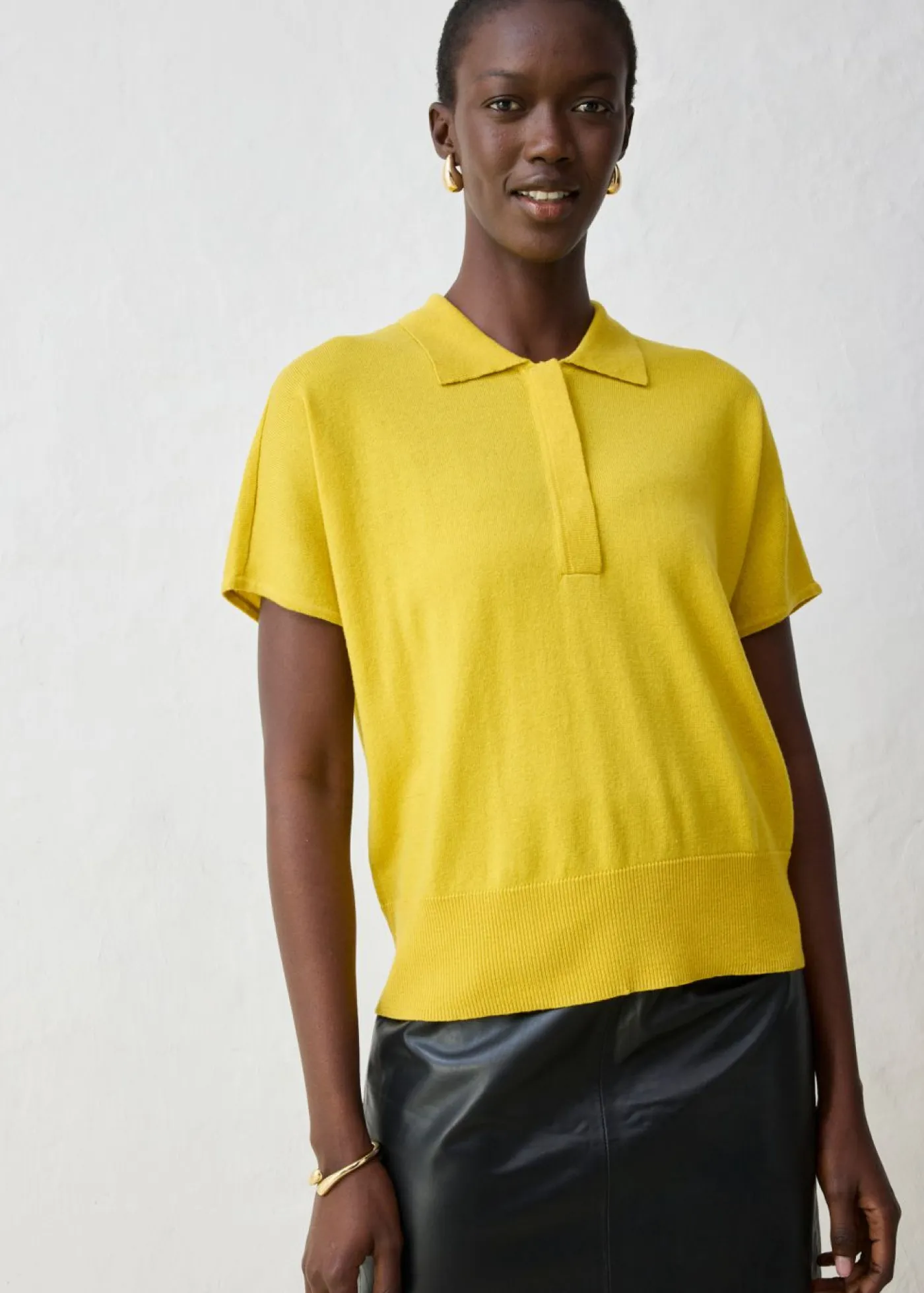 Best Jersey de punto fino con contenido de seda y cuello tipo polo Mujer Premium|Jerséis