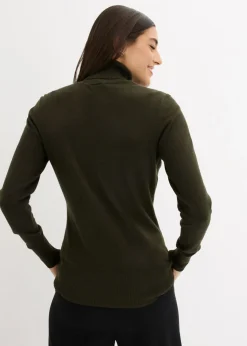 Jersey de punto fino con cuello alto Mujer Básicos|Jerséis