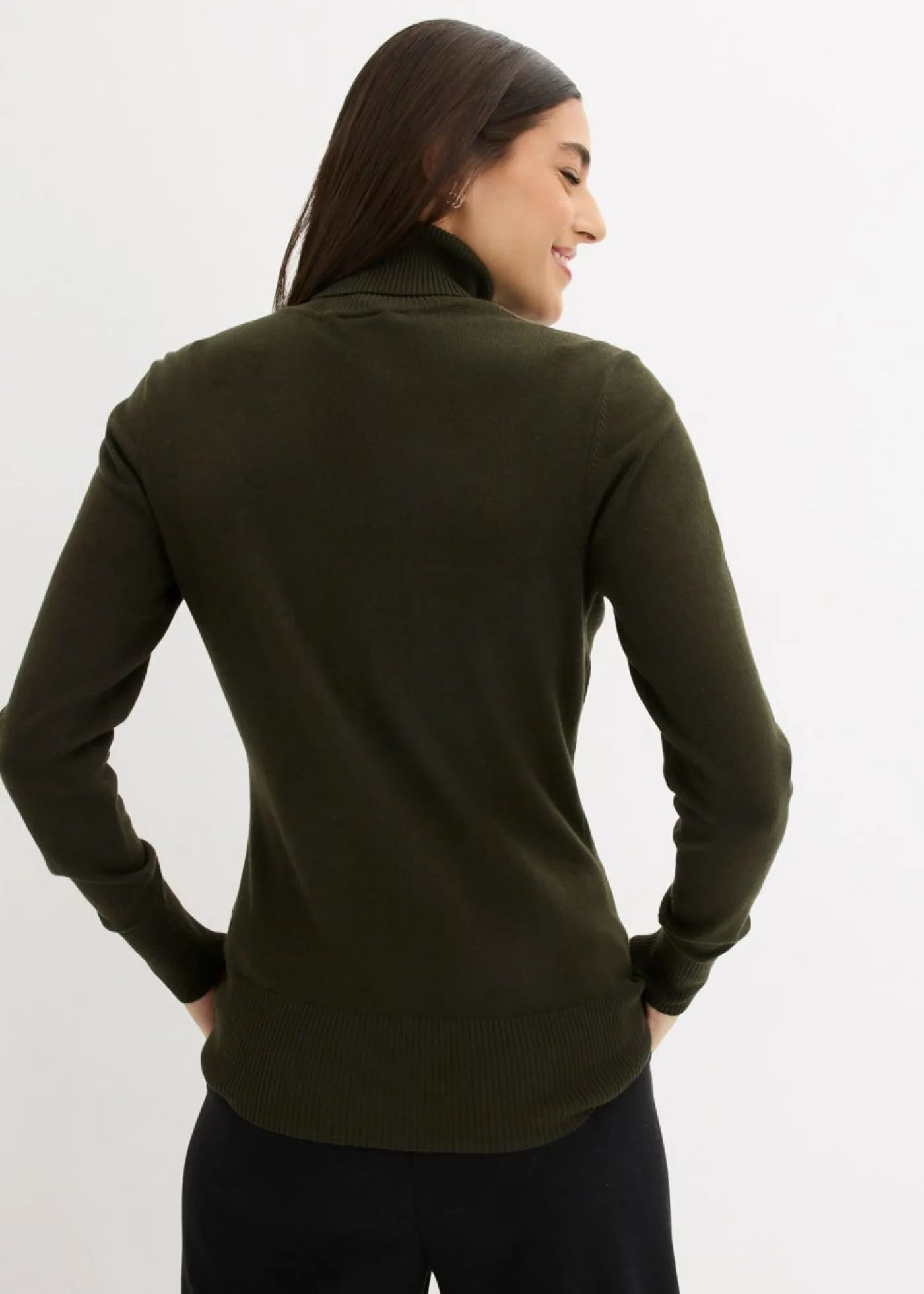 Jersey de punto fino con cuello alto Mujer Básicos|Jerséis