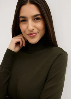 Jersey de punto fino con cuello alto Mujer Básicos|Jerséis