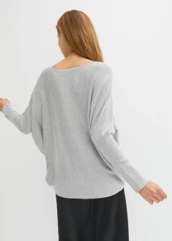 Sale Jersey de punto fino con aplicación de piedras brillantes Mujer Jerséis|Ropa De Punto