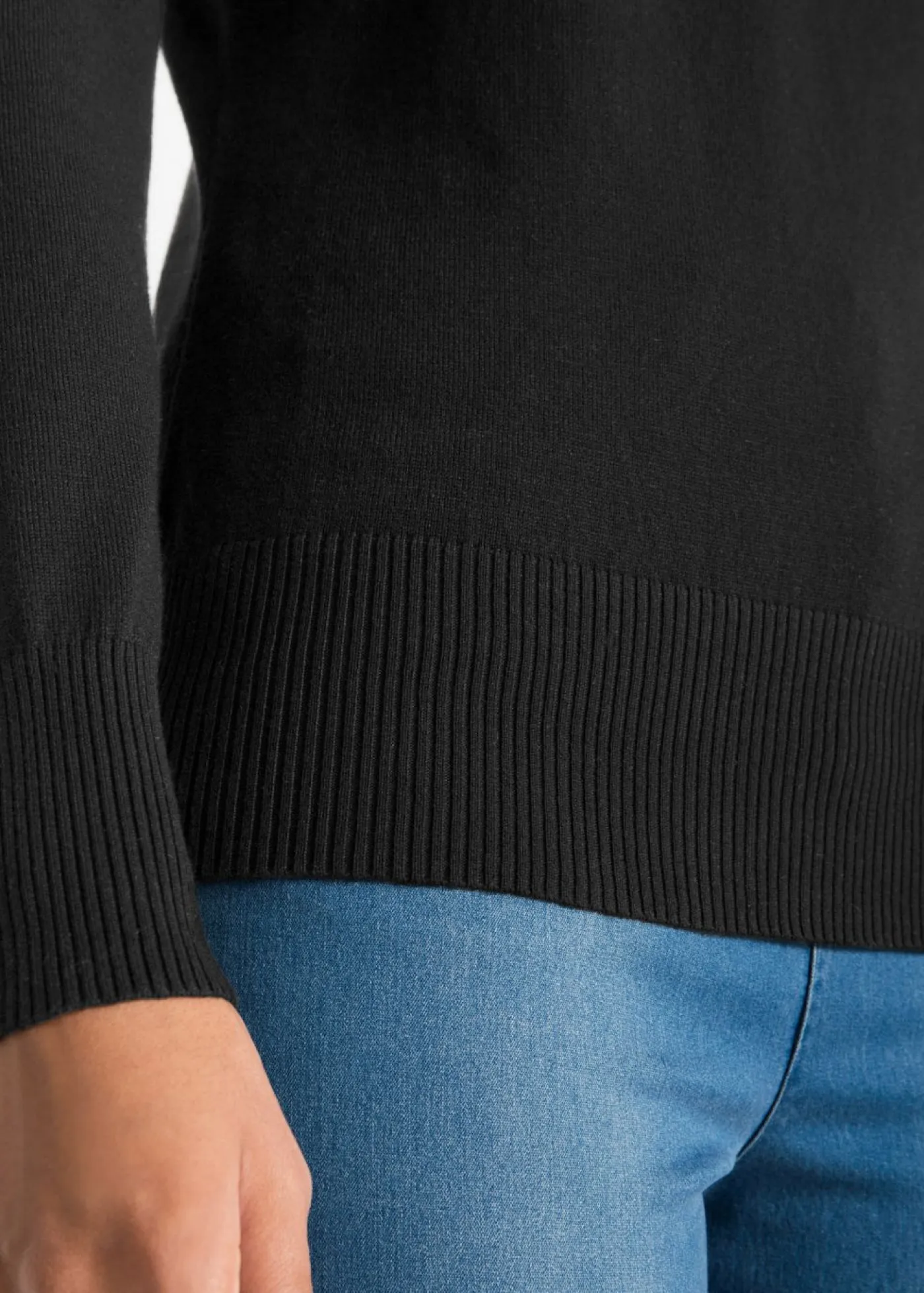 Jersey de punto fino con cuello alto Mujer Básicos|Jerséis
