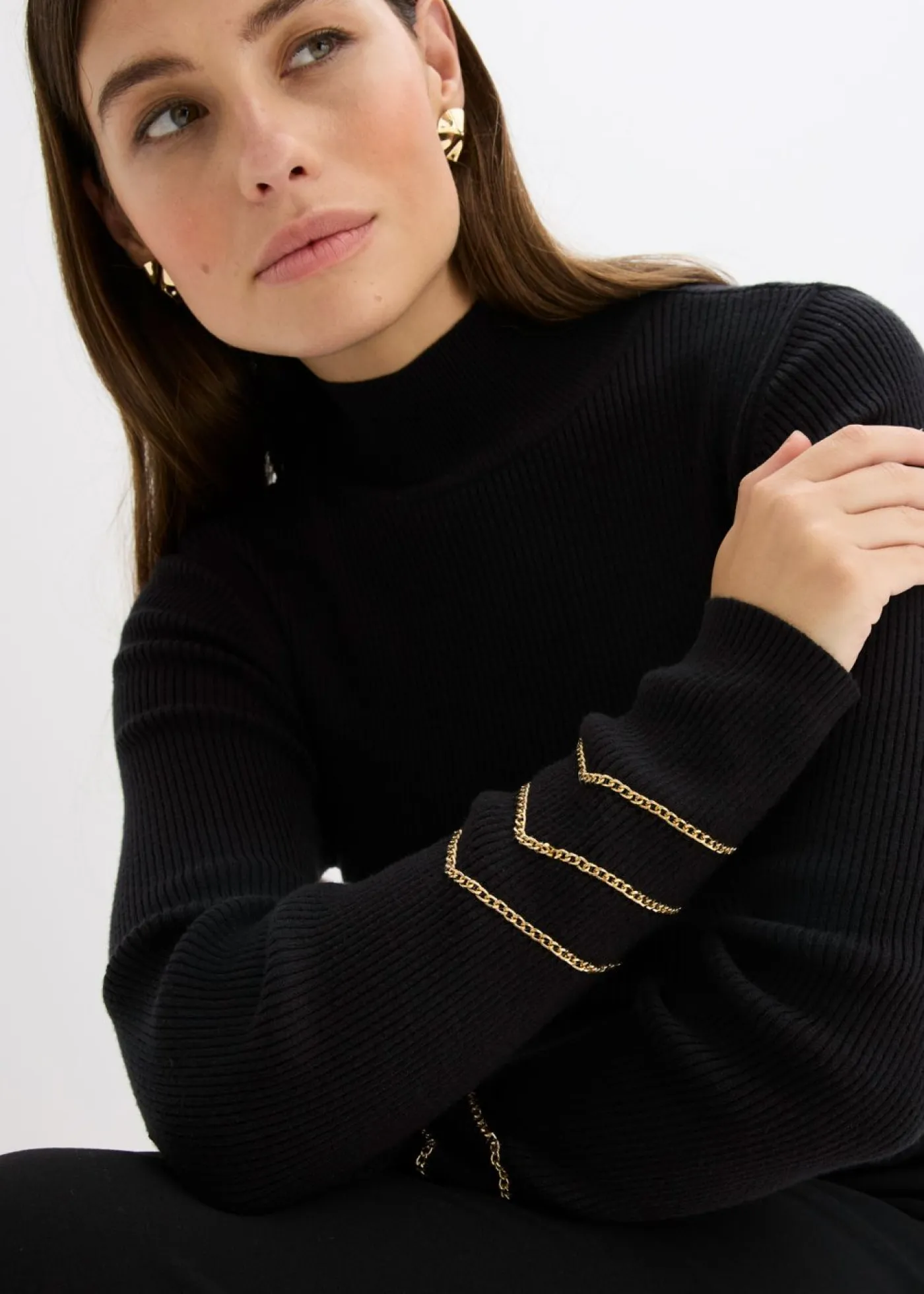 Discount Jersey de punto fino con cadenas doradas Mujer Jerséis|Ropa De Punto