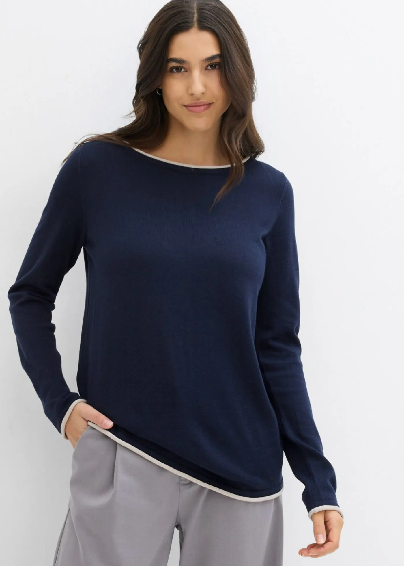 New Jersey de punto fino de mezcla de algodón Mujer Jerséis|Ropa De Punto