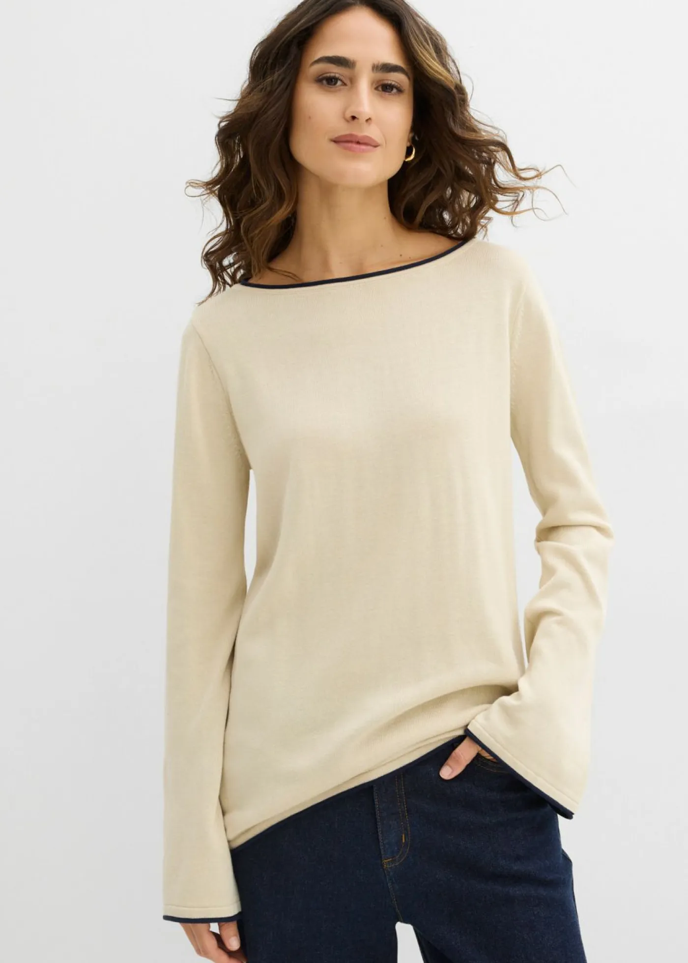 Online Jersey de punto fino de mezcla de algodón Mujer Jerséis|Ropa De Punto