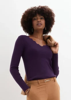 Sale Jersey de punto fino de una suave mezcla de viscosa Mujer Jerséis|Ropa De Punto