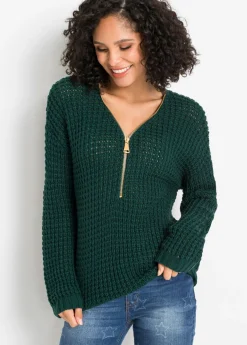 Jersey de punto grueso con detalle de cremallera Mujer Jerséis|Ropa De Punto