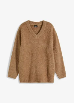Sale Jersey de punto grueso con escote en V Mujer Jerséis|Ropa De Punto