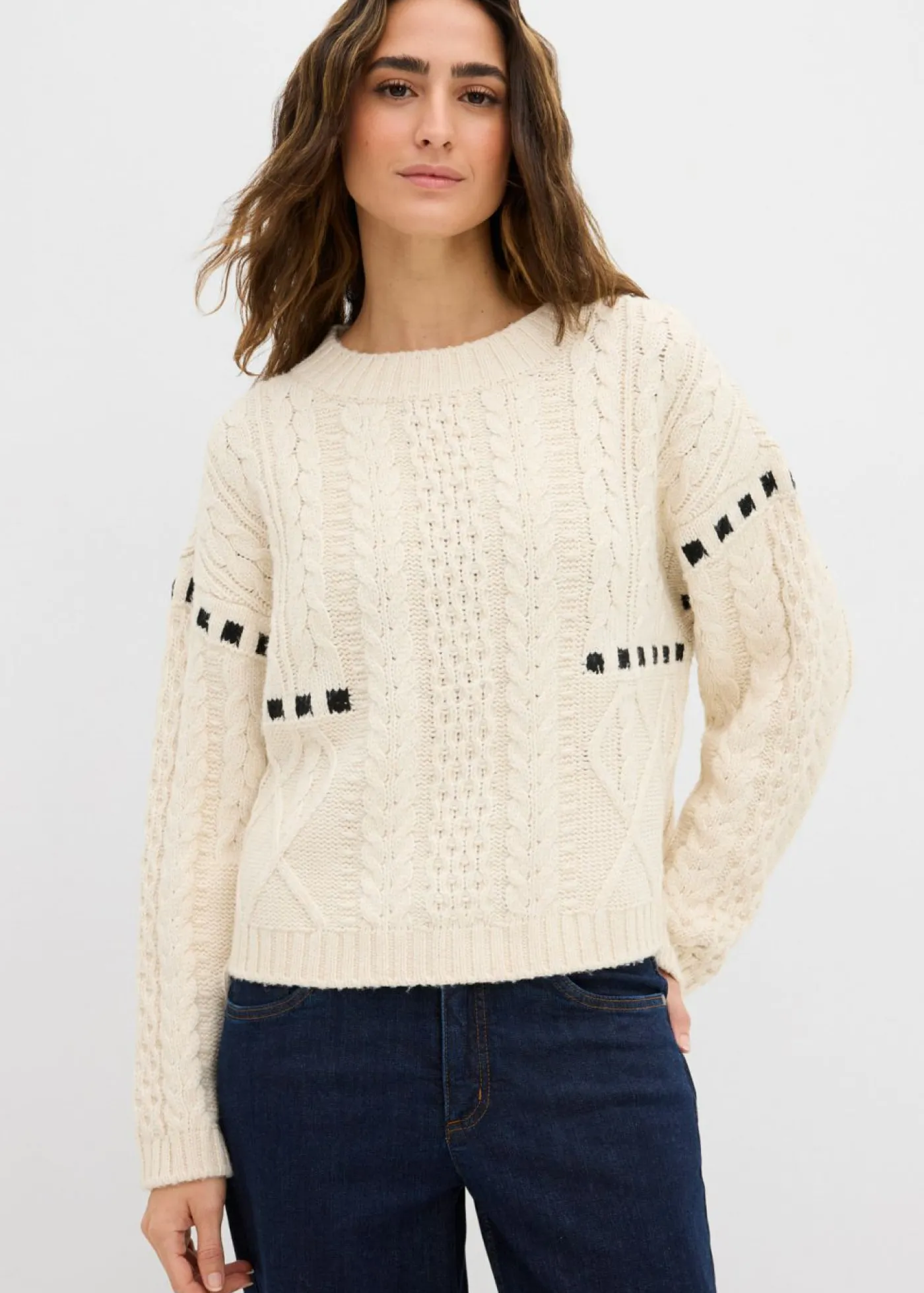 Outlet Jersey de punto grueso con patrón trenzado Mujer Jerséis|Ropa De Punto