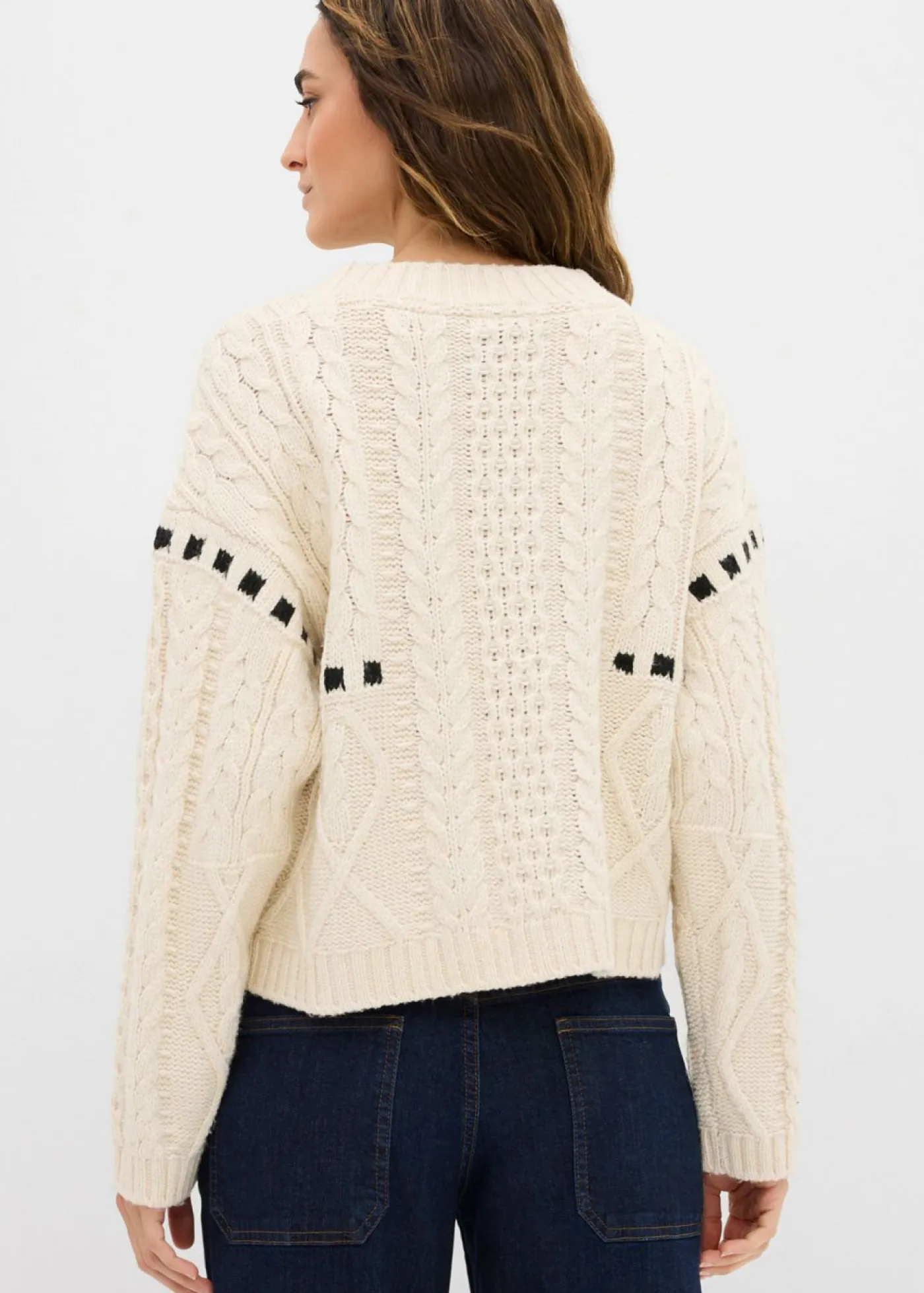 Outlet Jersey de punto grueso con patrón trenzado Mujer Jerséis|Ropa De Punto