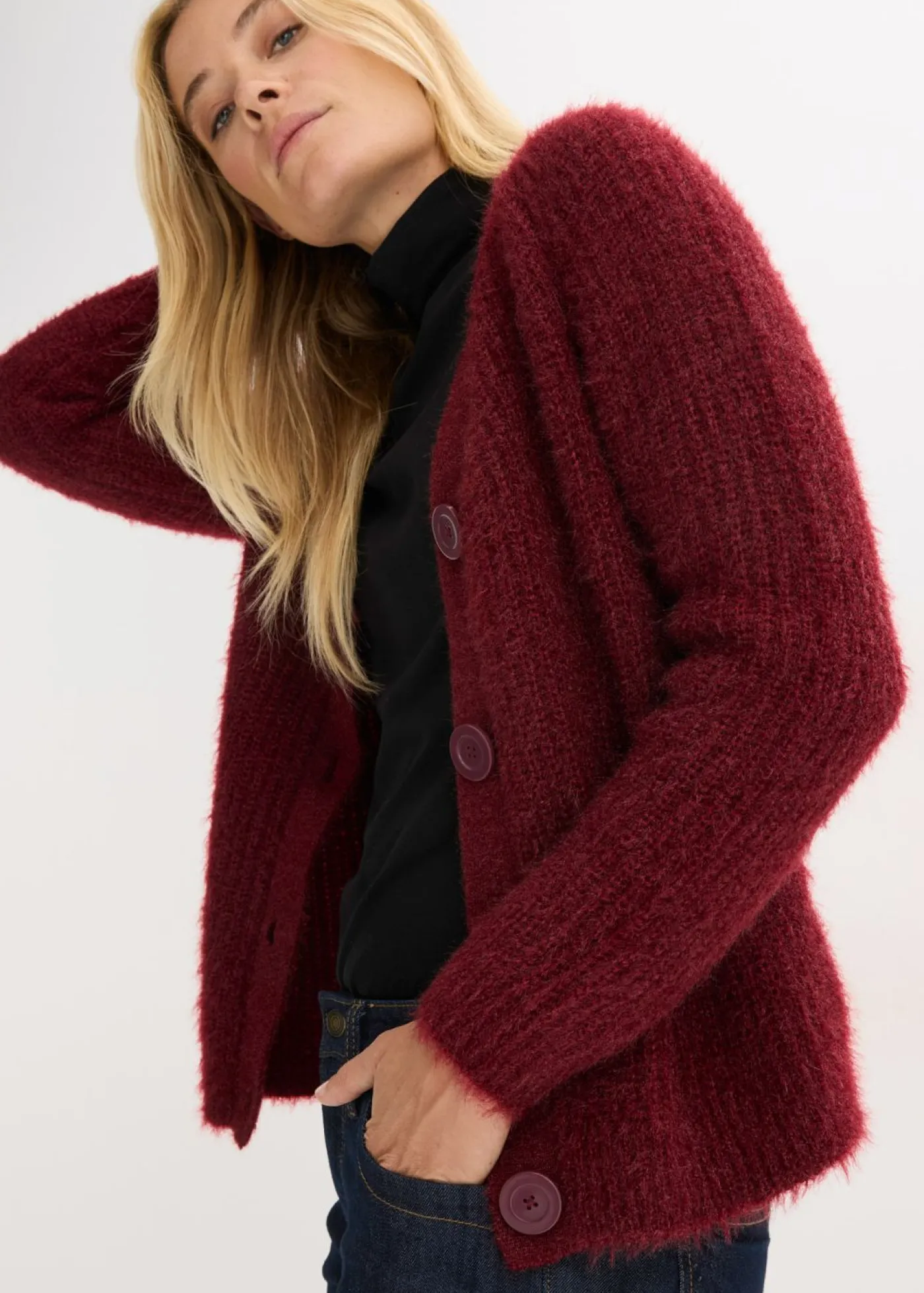 Hot Jersey de punto grueso de canalé con efecto brillante Mujer Jerséis|Ropa De Punto