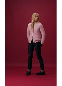 Jersey de punto grueso de canalé con efecto brillante Mujer Jerséis|Ropa De Punto