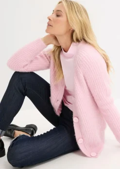 Jersey de punto grueso de canalé con efecto brillante Mujer Jerséis|Ropa De Punto