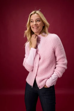 Jersey de punto grueso de canalé con efecto brillante Mujer Jerséis|Ropa De Punto
