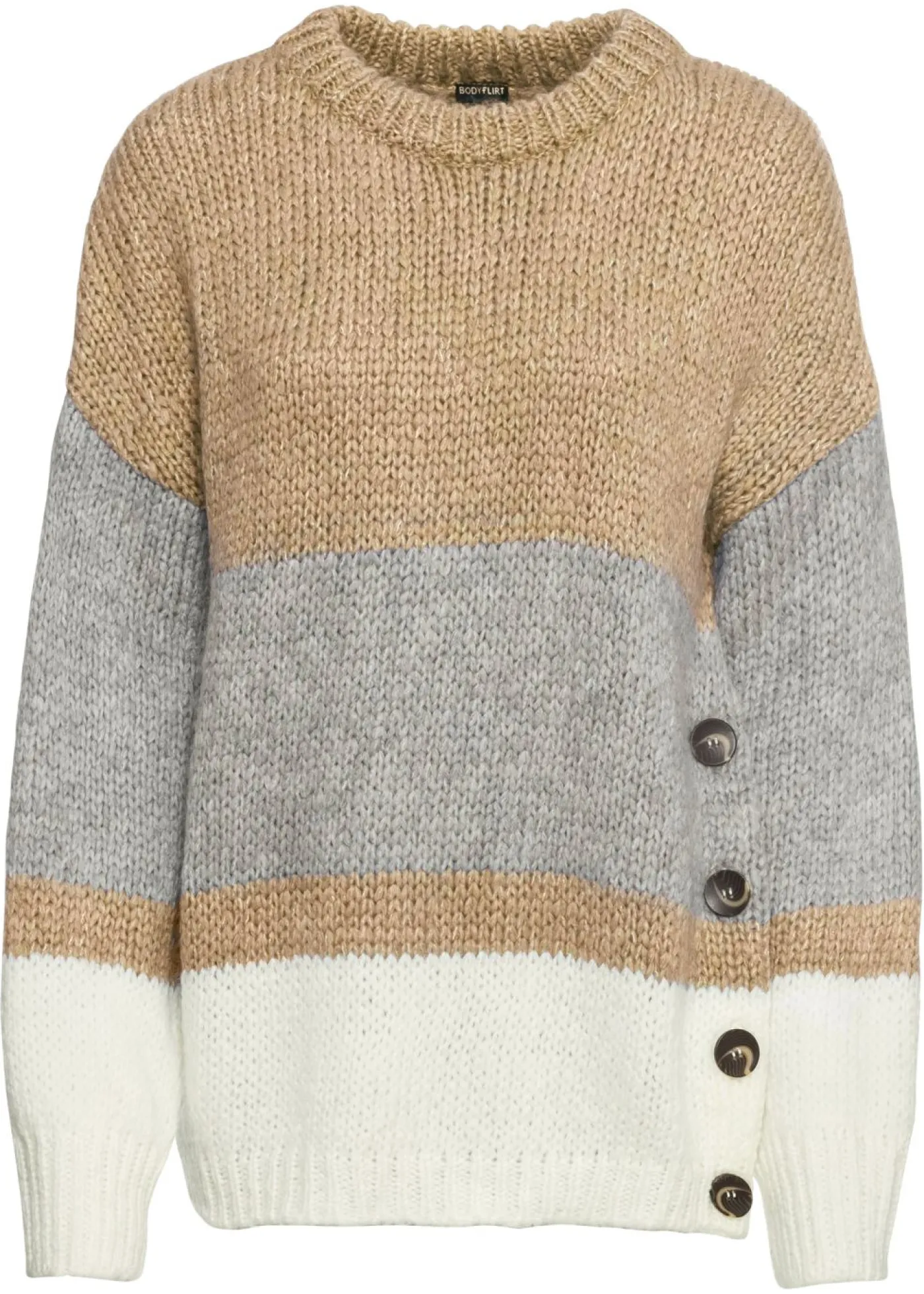 Sale Jersey de rayas de corte holgado con botones Mujer Jerséis|Ropa De Punto