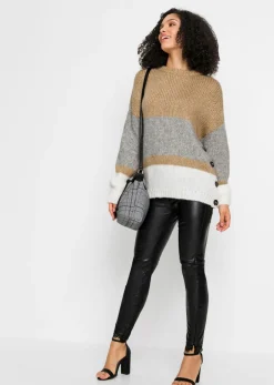 Sale Jersey de rayas de corte holgado con botones Mujer Jerséis|Ropa De Punto