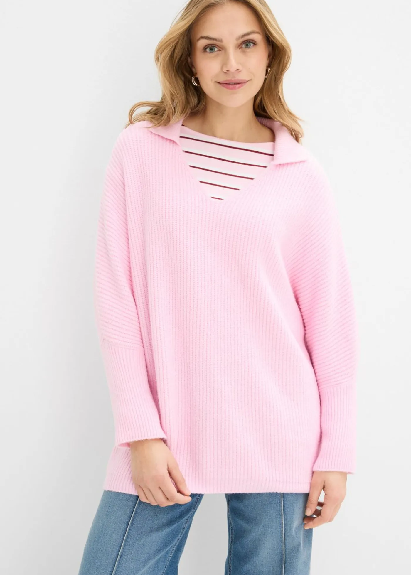 Hot Jersey holgado con cuello tipo polo Mujer Jerséis|Ropa De Punto