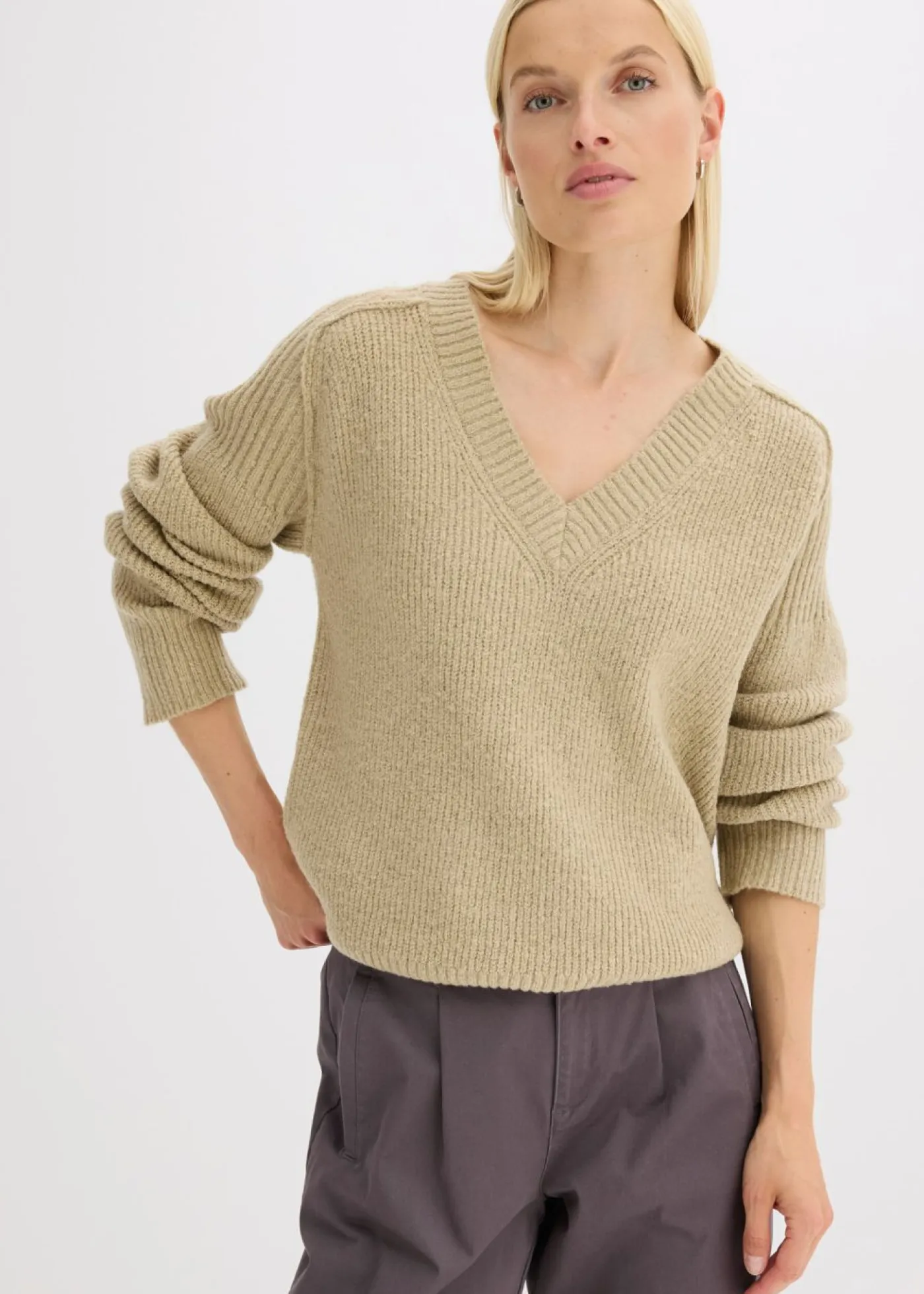 Clearance Jersey holgado con escote en V Mujer Jerséis|Ropa De Punto