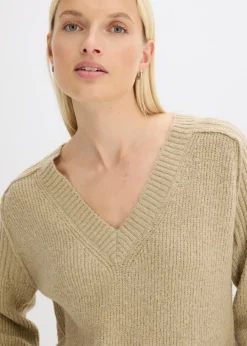 Clearance Jersey holgado con escote en V Mujer Jerséis|Ropa De Punto