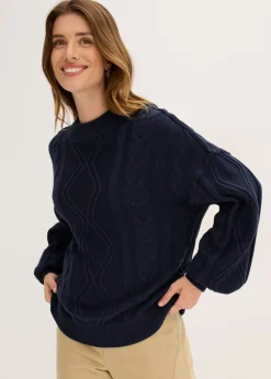 Clearance Jersey holgado con patrón trenzado Mujer Jerséis|Ropa De Punto
