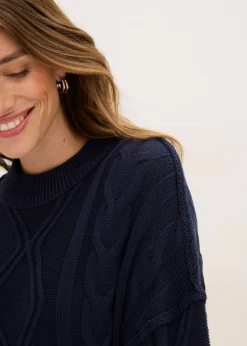 Clearance Jersey holgado con patrón trenzado Mujer Jerséis|Ropa De Punto