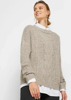 Sale Jersey holgado con patrón trenzado Mujer Jerséis|Ropa De Punto