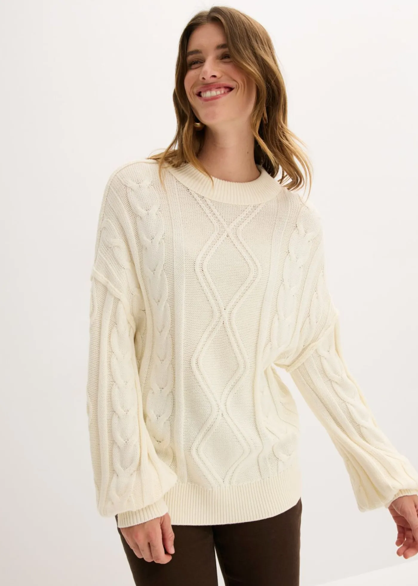 Hot Jersey holgado con patrón trenzado Mujer Jerséis|Ropa De Punto