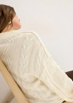 Hot Jersey holgado con patrón trenzado Mujer Jerséis|Ropa De Punto