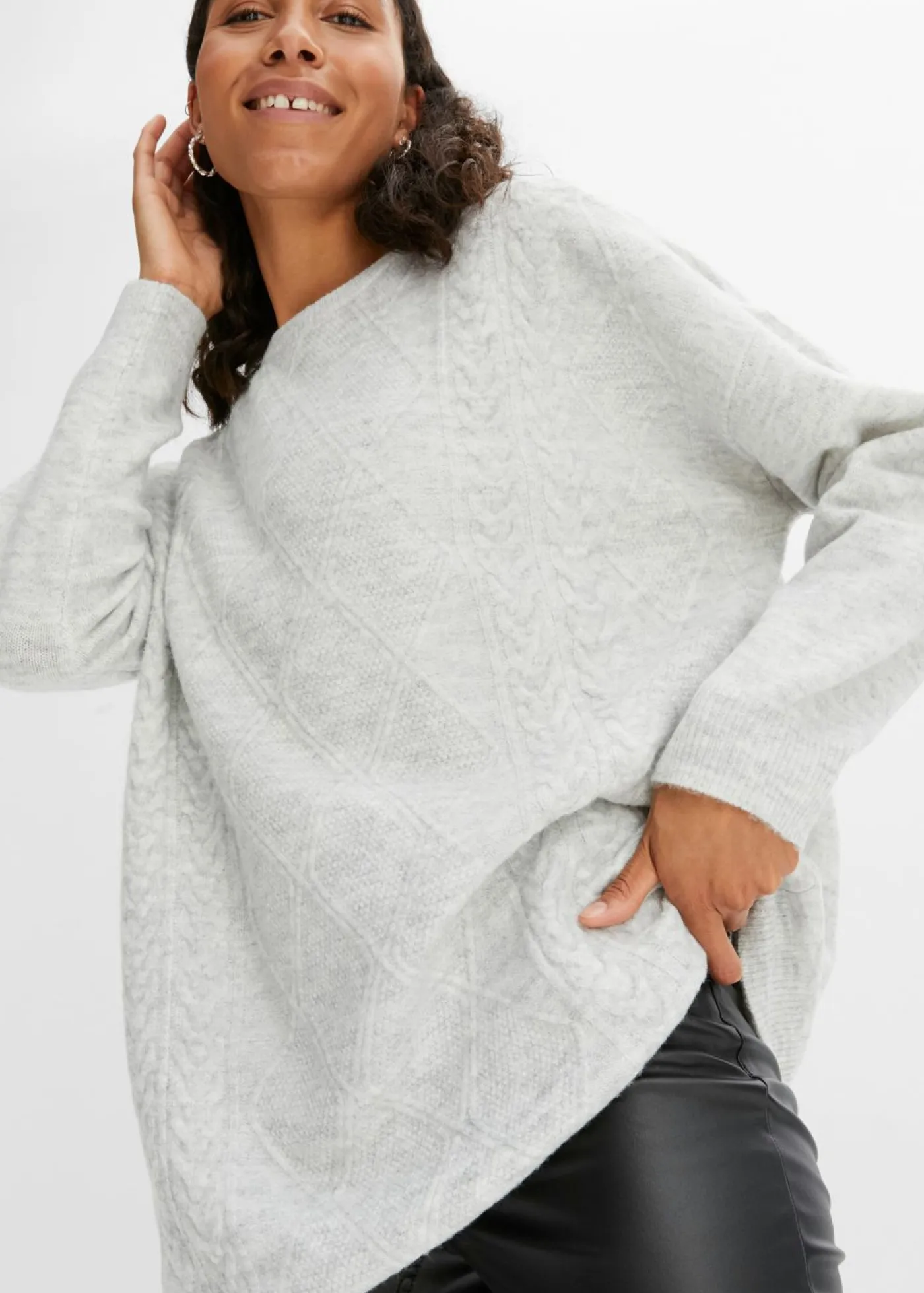 Discount Jersey holgado con patrón trenzado Mujer Jerséis|Ropa De Punto