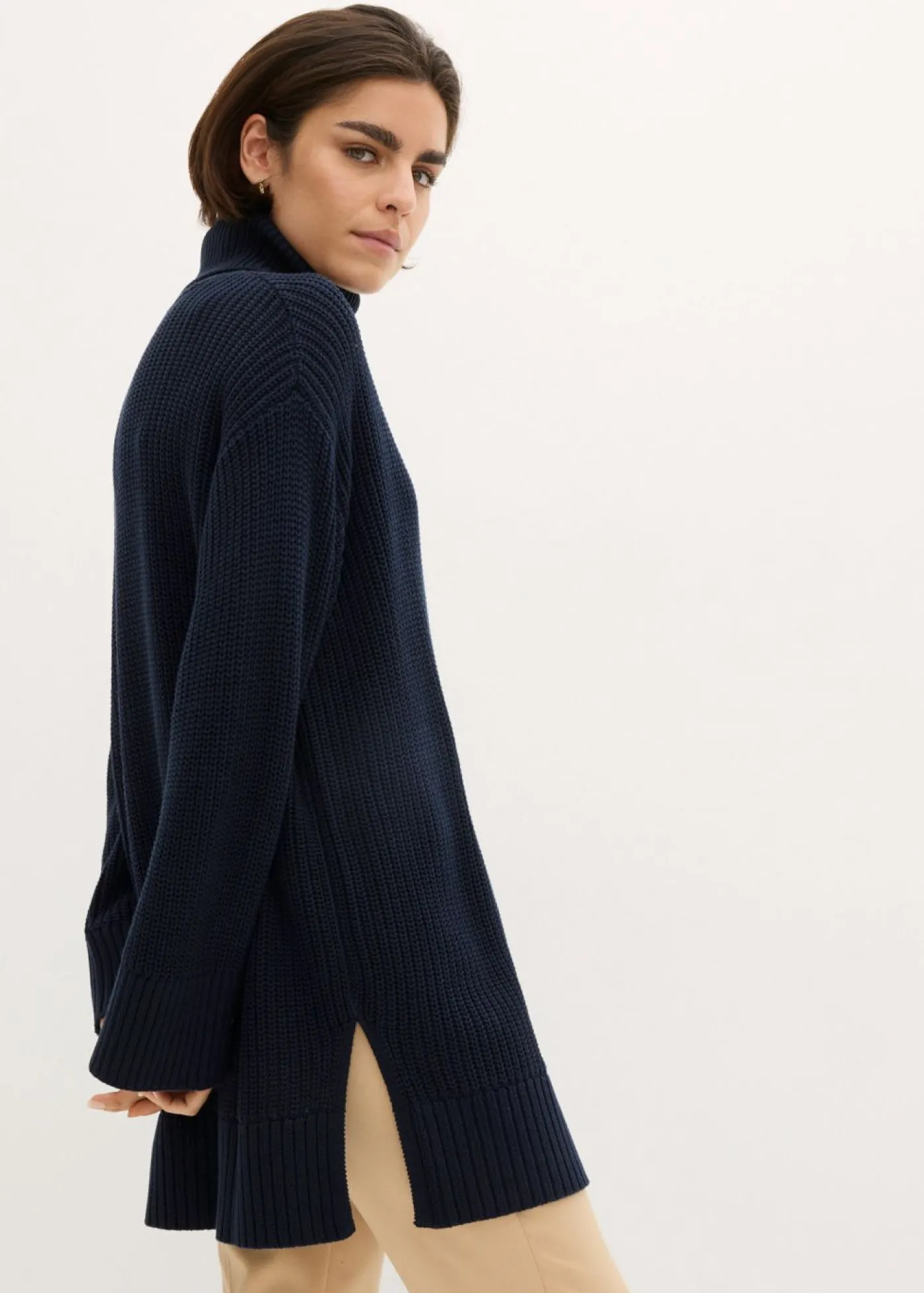 Clearance Jersey holgado de cuello vuelto de mezcla de algodón Mujer Jerséis|Ropa De Punto